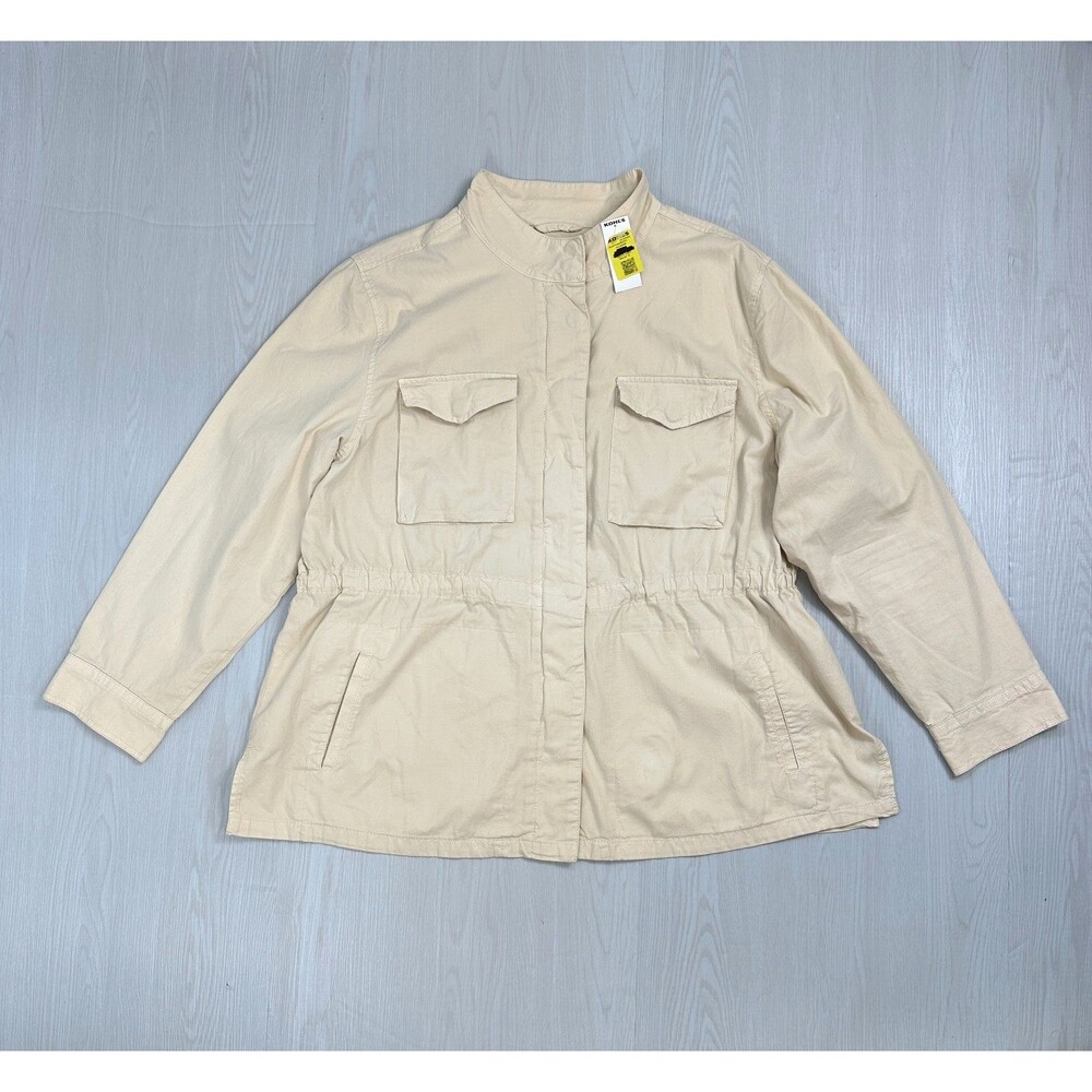 Sonoma Goods For Life Utility Jacket Womens 1X Beige Tan Field Coat Drawstring